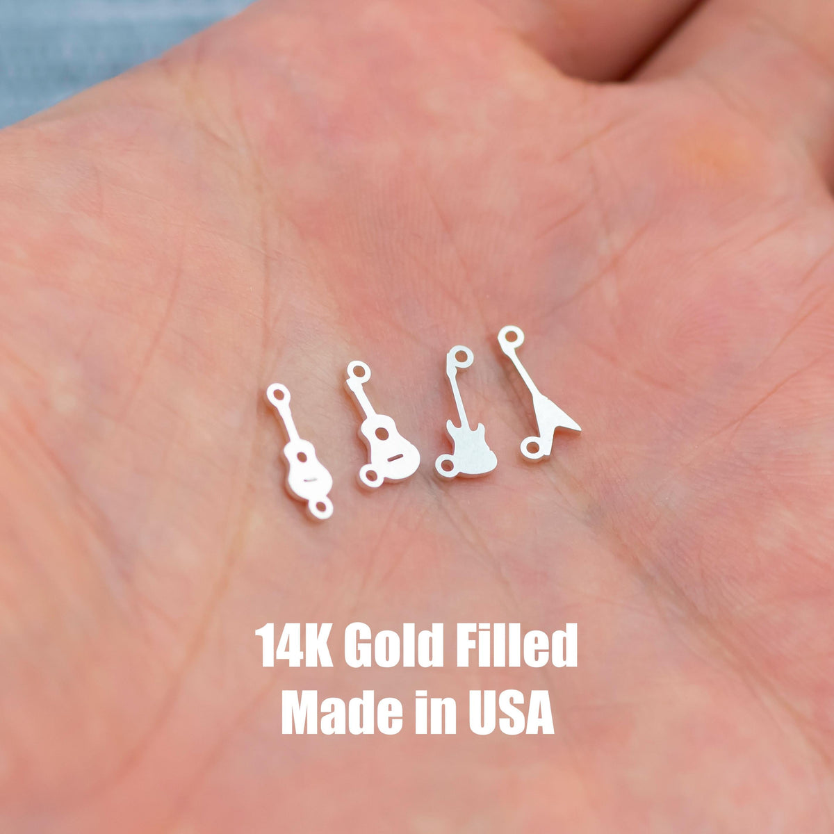 Guitar Music Connector Permanent Jewelry Connector- Intricate Detail - 14kt gold filled or Sterling Silver - Made in the USA - Custom
