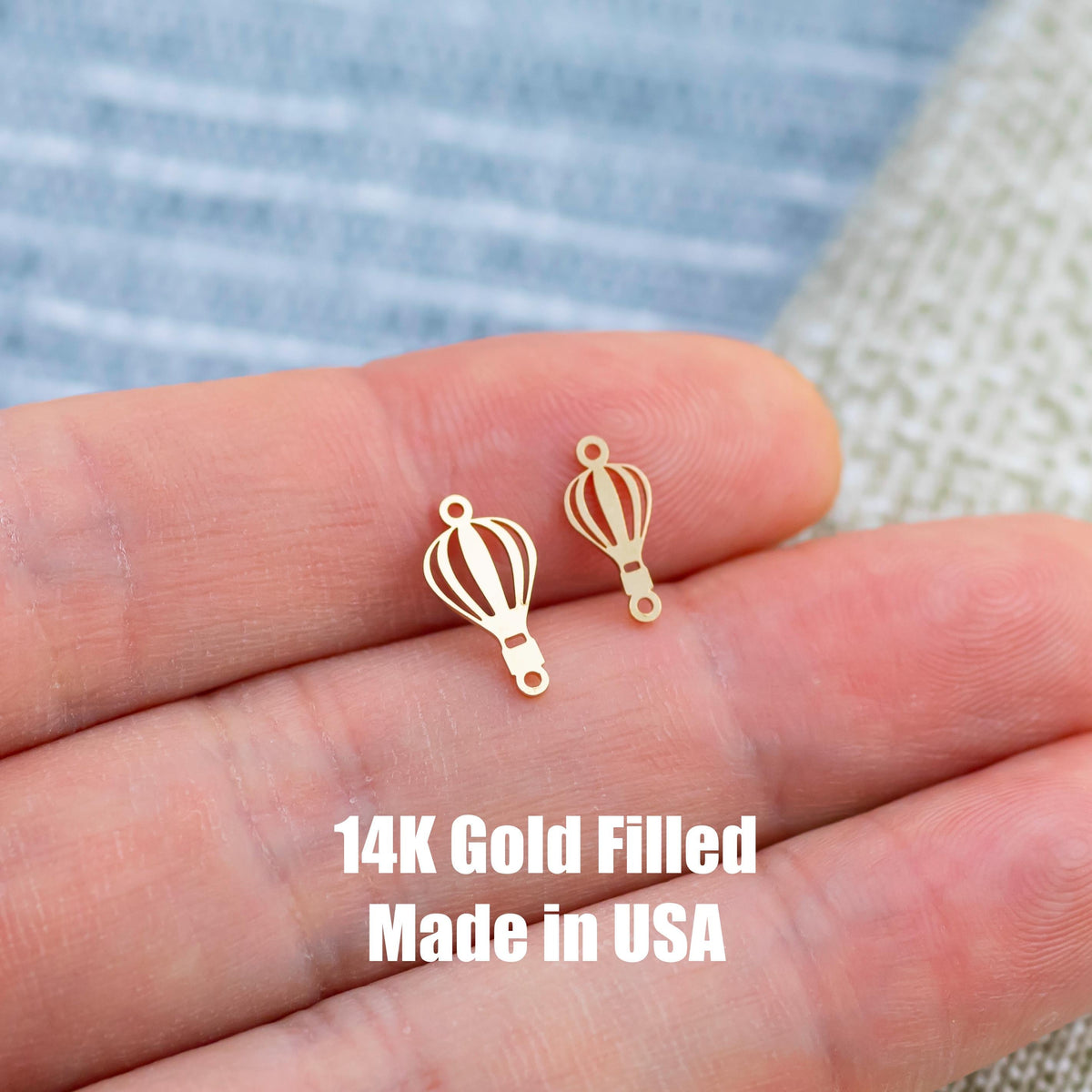 Hot Air Balloon Connector Permanent Jewelry Connector- Intricate Detail - 14kt gold filled or Sterling Silver - Made in the USA - Custom