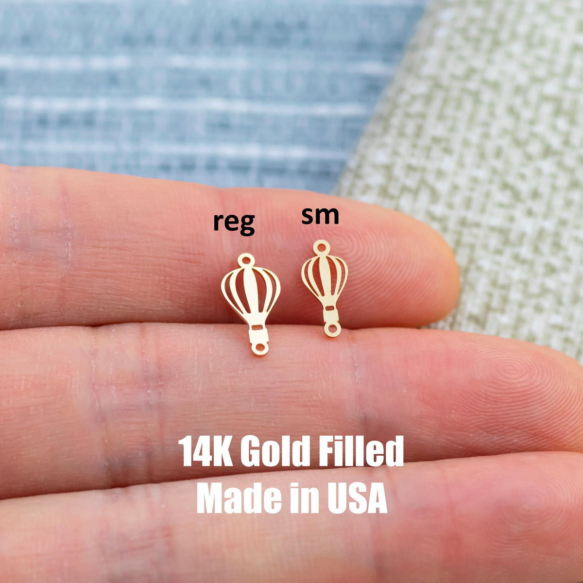 Hot Air Balloon Connector Permanent Jewelry Connector- Intricate Detail - 14kt gold filled or Sterling Silver - Made in the USA - Custom
