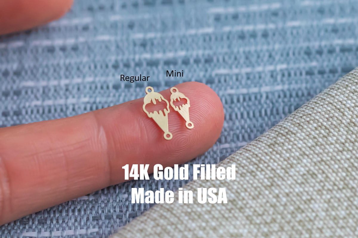 Ice Cream Cone Connector - Tiny 14Kt Gold Filled or Sterling Silver Connectors- for Bracelet or Necklace - Permanent Jewelry Supply