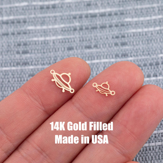 Space Ship UFO Connector - Tiny 14Kt Gold Filled or Sterling Silver Connectors- for Bracelet or Necklace - Permanent Jewelry Supply