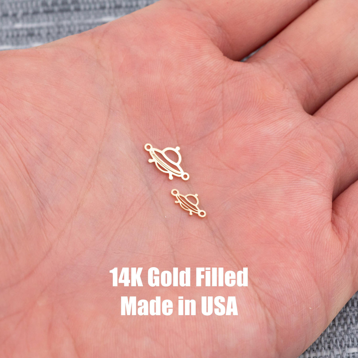 Space Ship UFO Connector - Tiny 14Kt Gold Filled or Sterling Silver Connectors- for Bracelet or Necklace - Permanent Jewelry Supply