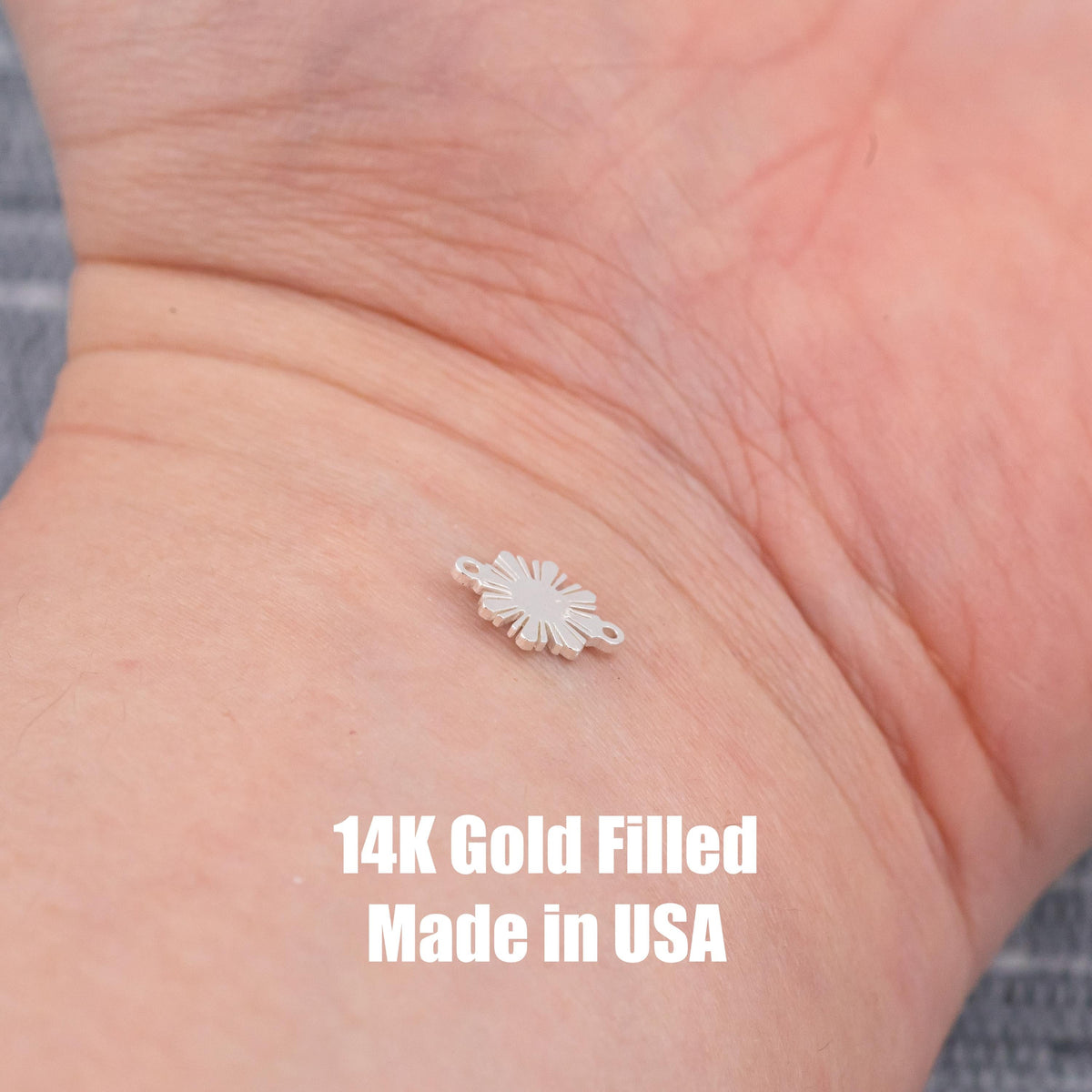 Philippines Sun Smaller Version connector - sterling silver gold filled permanent jewelry word connectors charm pendant Philippine Filipino