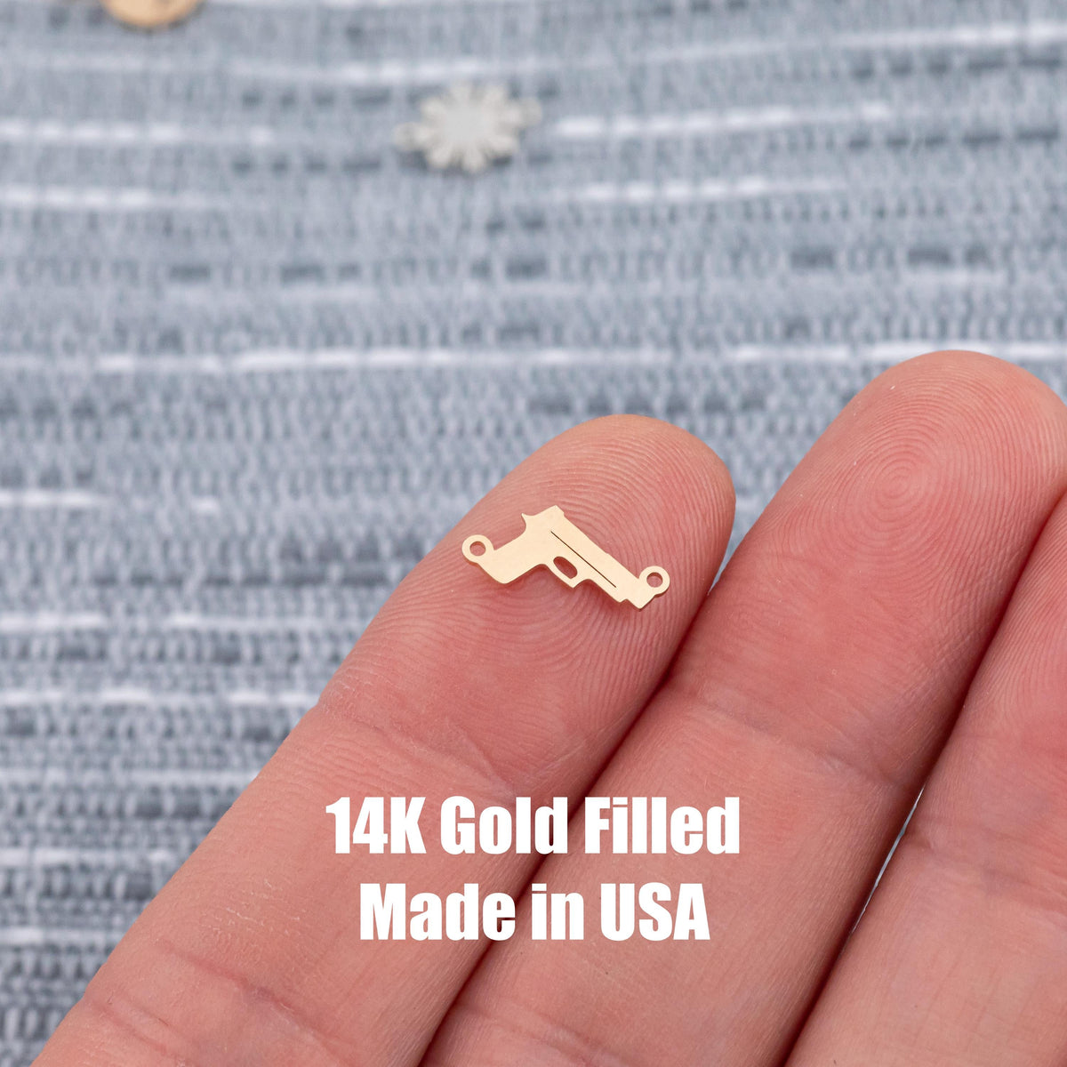 Gun connector - sterling silver or gold filled- permanent jewelry word connectors- charm, pendant,
