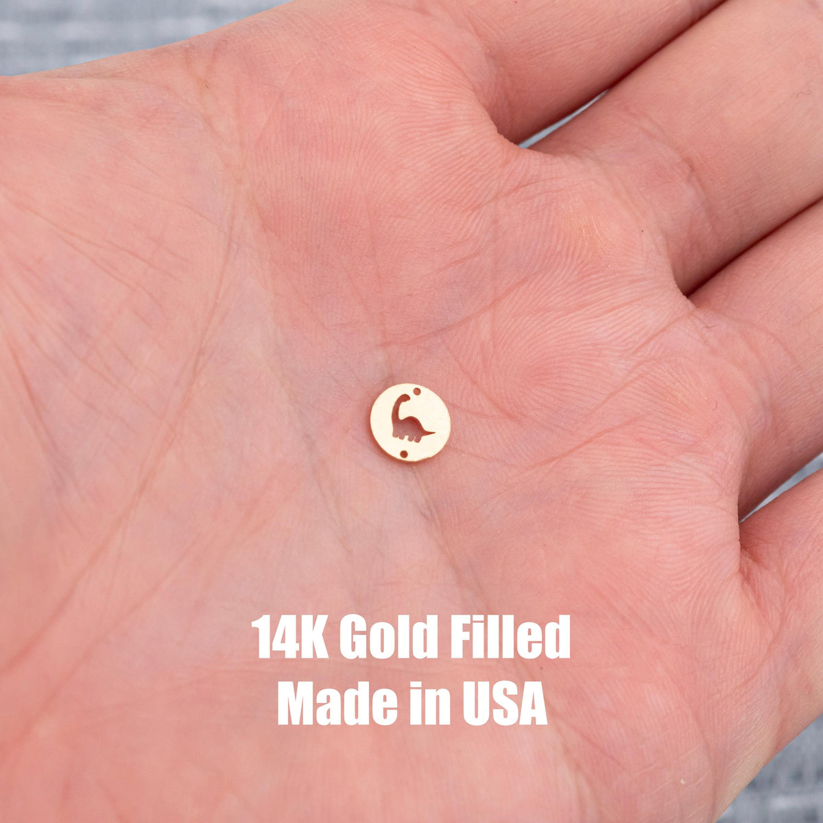 Dinosaurs Disc- Connector - Intricate Detail - 14kt gold filled or Sterling Silver - Made in the USA - Custom