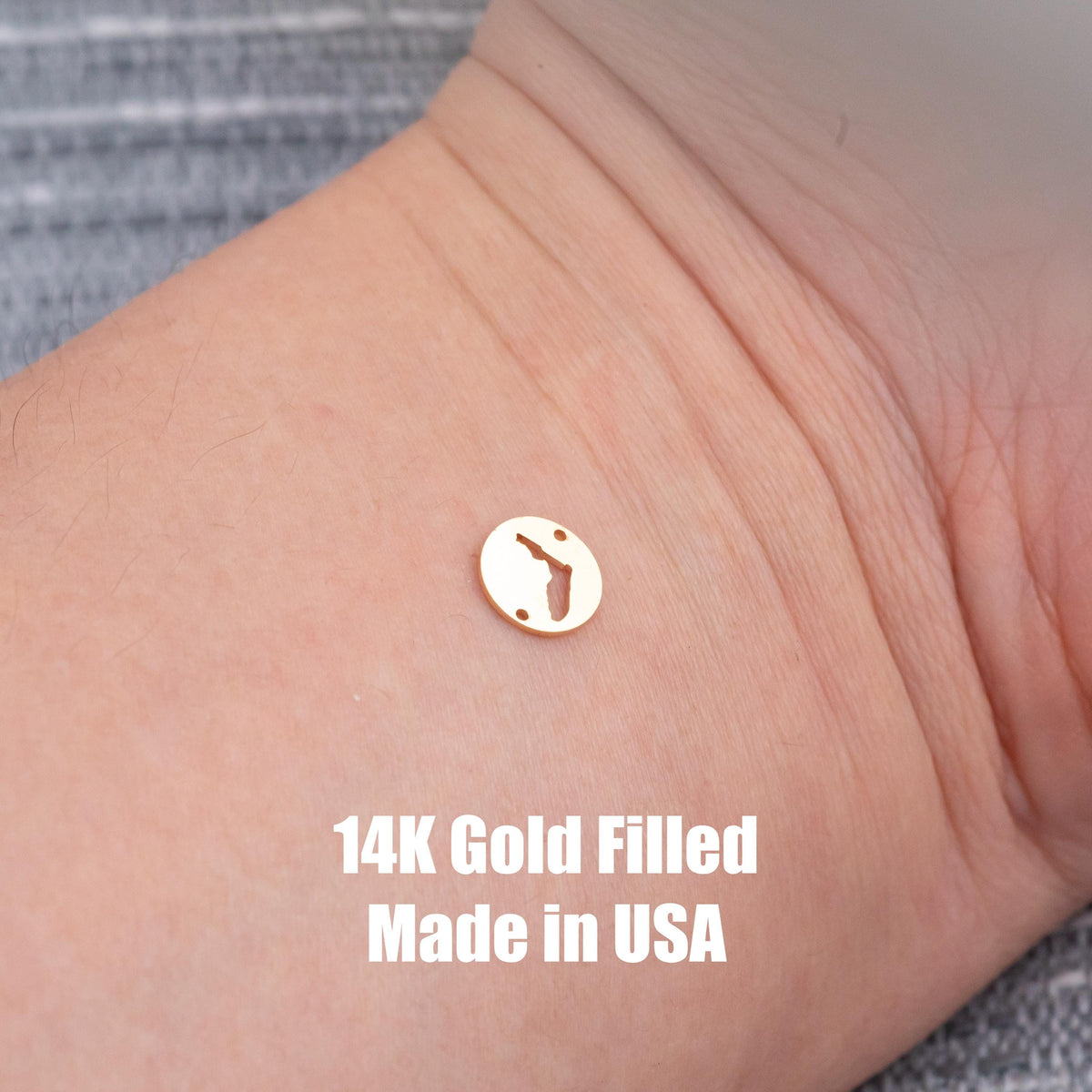 Florida Disc State - Connector - Intricate Detail - 14kt gold filled or Sterling Silver - Made in the USA - Custom
