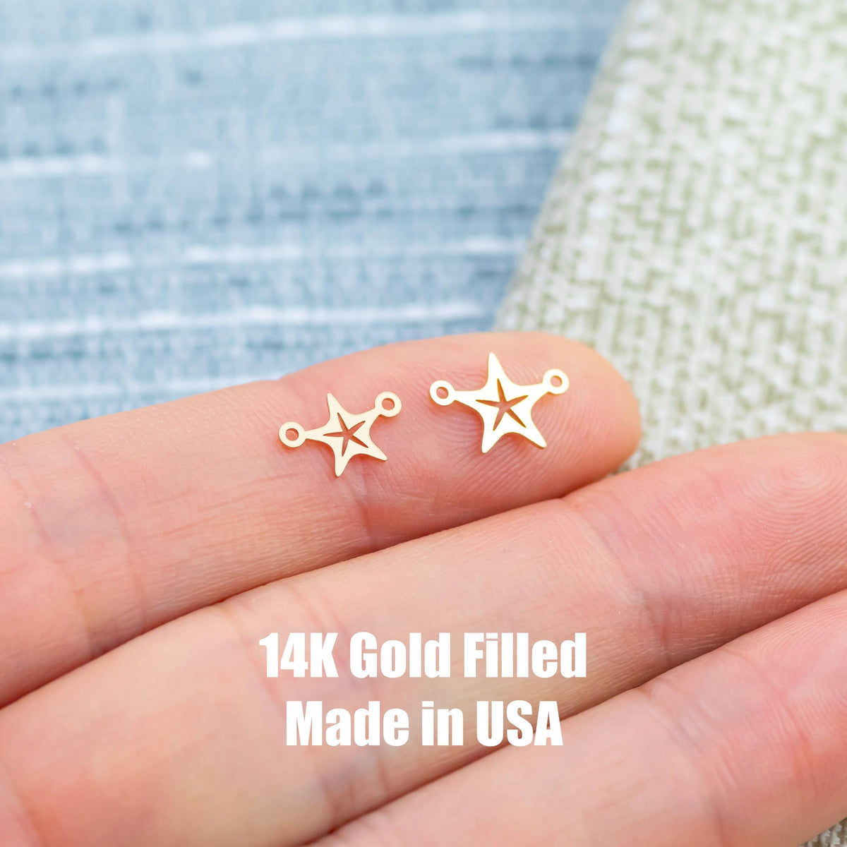 Starfish star fish Connector Permanent Jewelry Connector- Intricate Detail - 14kt gold filled or Sterling Silver - Made in the USA - Custom