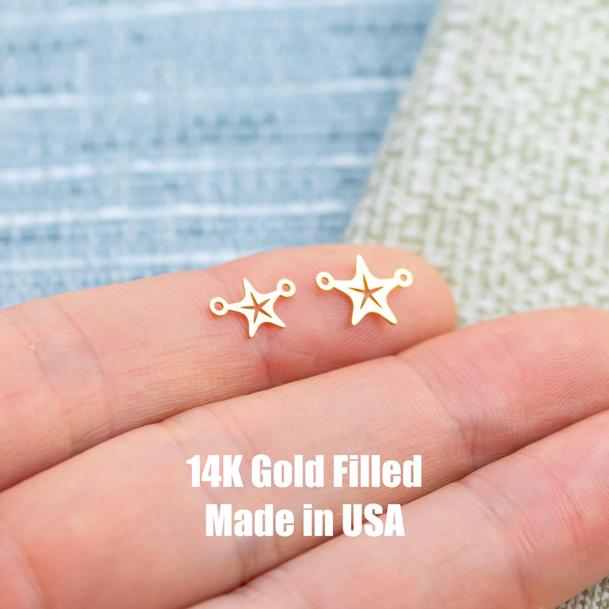 Starfish star fish Connector Permanent Jewelry Connector- Intricate Detail - 14kt gold filled or Sterling Silver - Made in the USA - Custom
