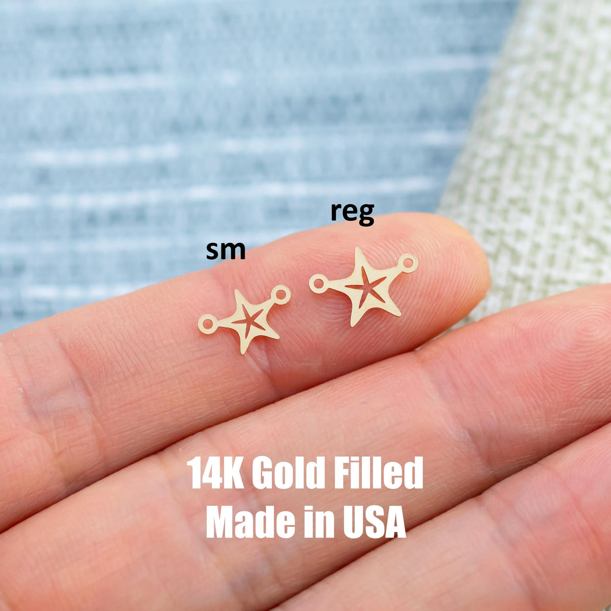 Starfish star fish Connector Permanent Jewelry Connector- Intricate Detail - 14kt gold filled or Sterling Silver - Made in the USA - Custom