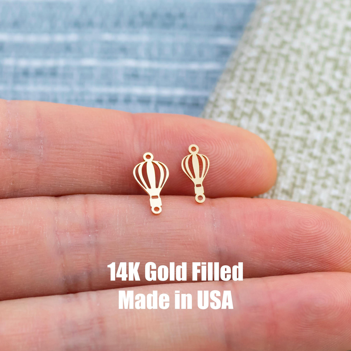 Hot Air Balloon Connector Permanent Jewelry Connector- Intricate Detail - 14kt gold filled or Sterling Silver - Made in the USA - Custom