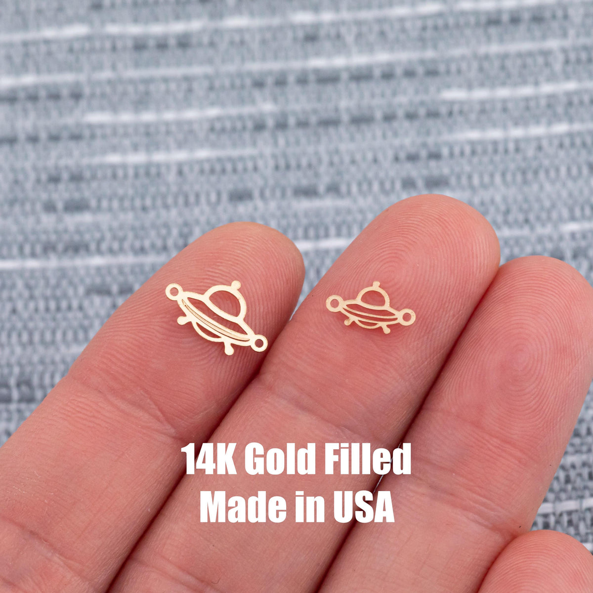 Space Ship UFO Connector - Tiny 14Kt Gold Filled or Sterling Silver Connectors- for Bracelet or Necklace - Permanent Jewelry Supply