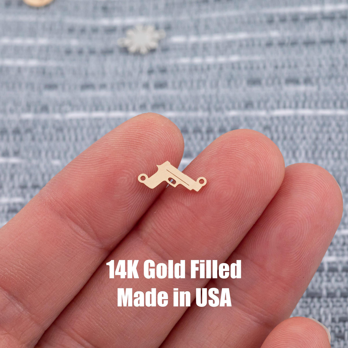 Gun connector - sterling silver or gold filled- permanent jewelry word connectors- charm, pendant,