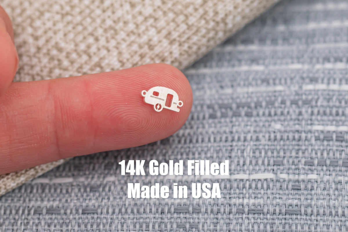 RV Camper Camp Connector - Intricate Detail - 14kt gold filled or Sterling Silver - Made in the USA - Custom
