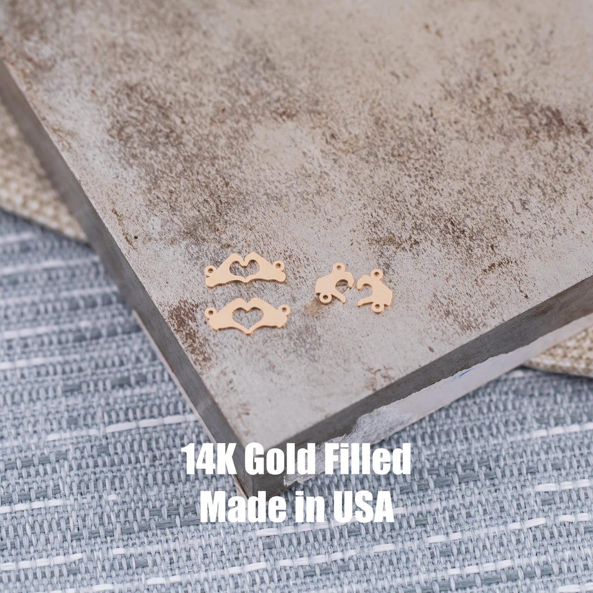 Heart Hands Love Connectors - 14Kt Gold Filled or Sterling Silver- Connectors - Bracelet or Necklace Permanent Jewelry Supply