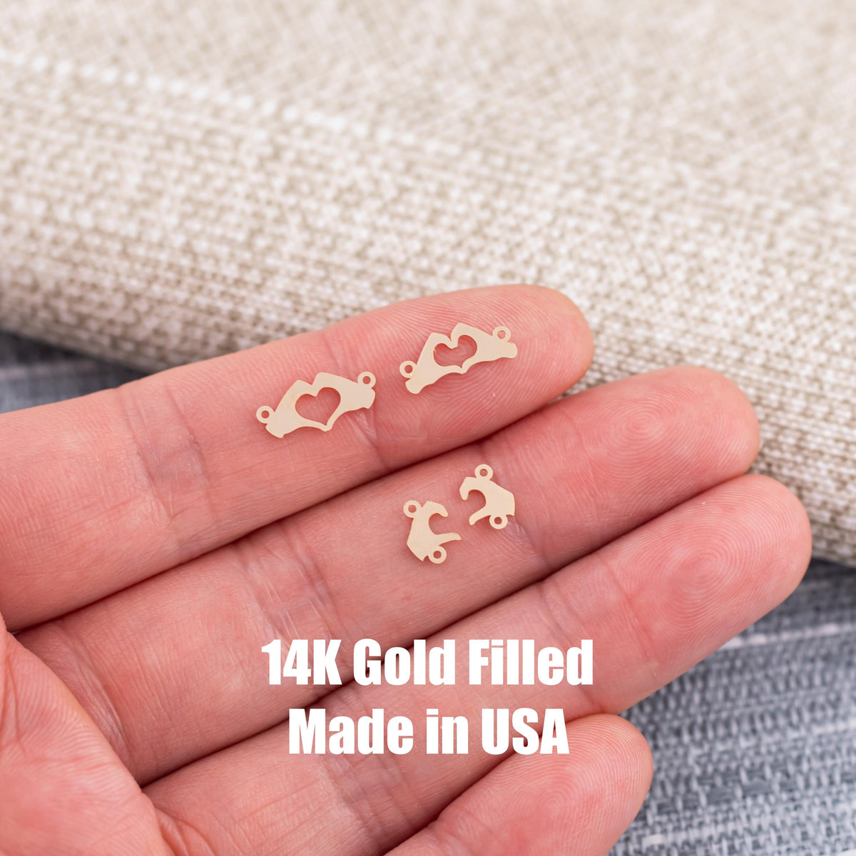 Heart Hands Love Connectors - 14Kt Gold Filled or Sterling Silver- Connectors - Bracelet or Necklace Permanent Jewelry Supply