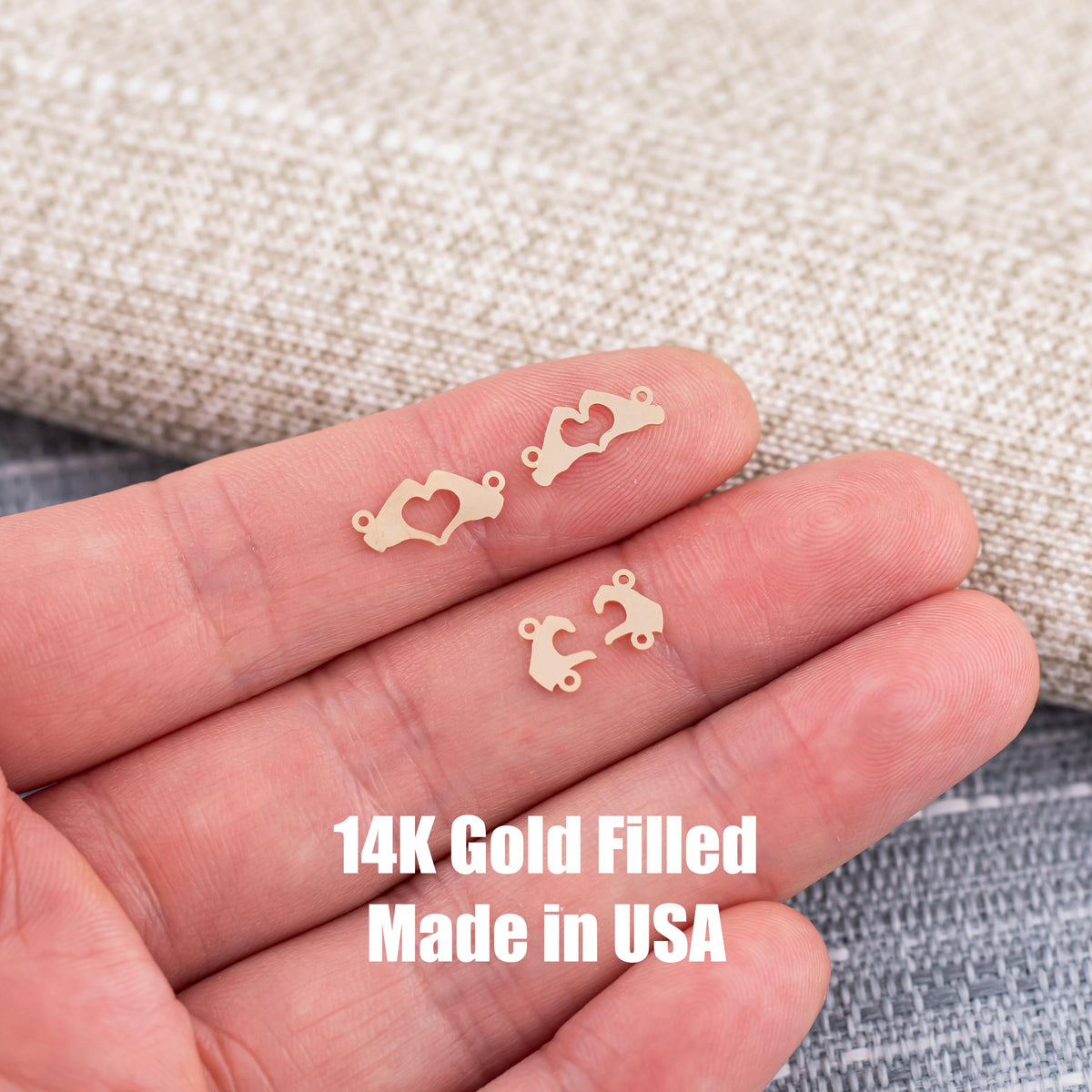 Heart Hands Love Connectors - 14Kt Gold Filled or Sterling Silver- Connectors - Bracelet or Necklace Permanent Jewelry Supply