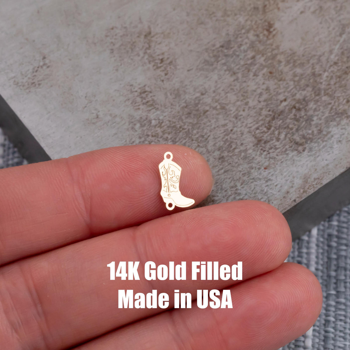 Fancy Cowgirl Cowboy Boots Connector - 14Kt Gold Filled or Sterling Silver- Boots Connectors - Bracelet or Necklace Permanent Jewelry Supply
