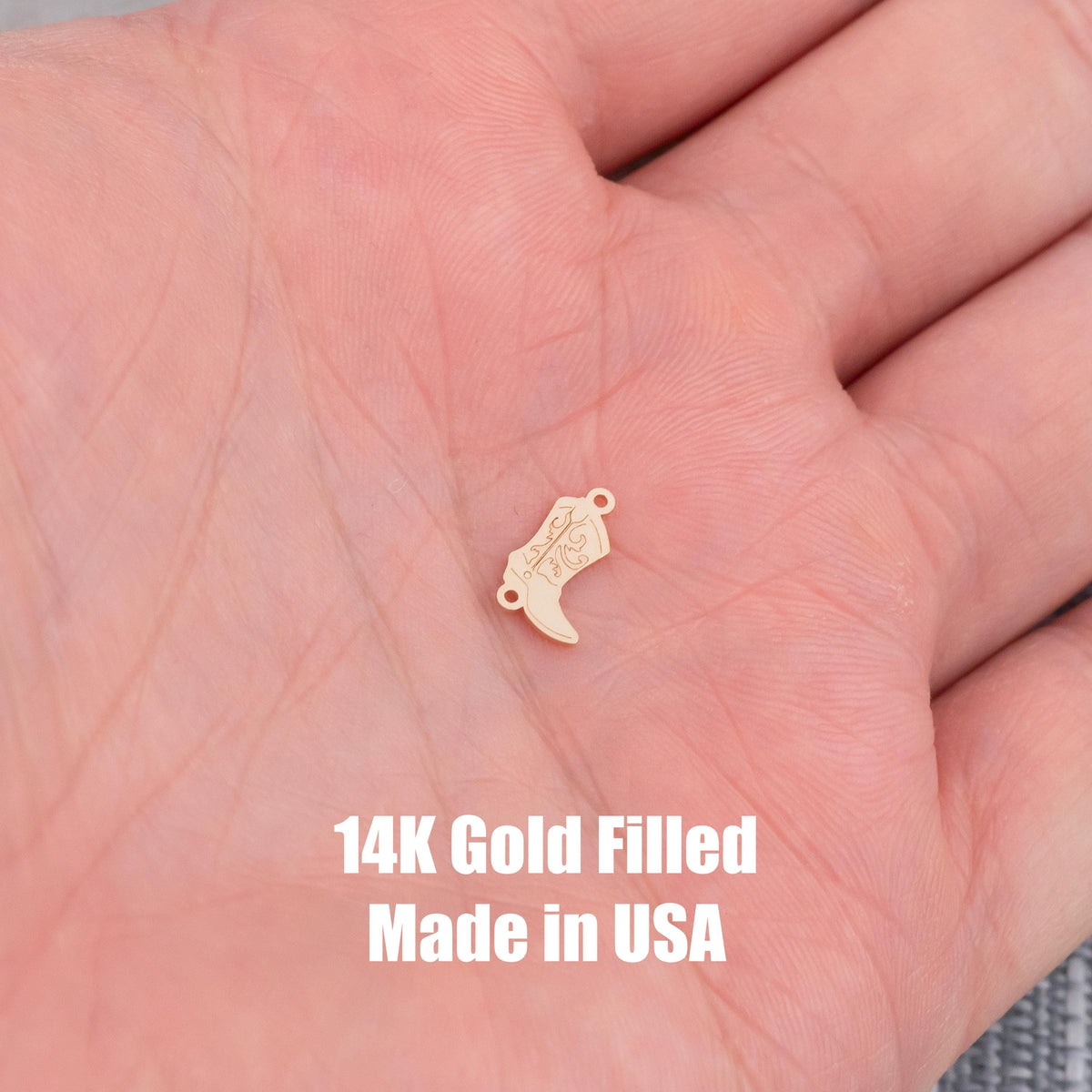 Fancy Cowgirl Cowboy Boots Connector - 14Kt Gold Filled or Sterling Silver- Boots Connectors - Bracelet or Necklace Permanent Jewelry Supply
