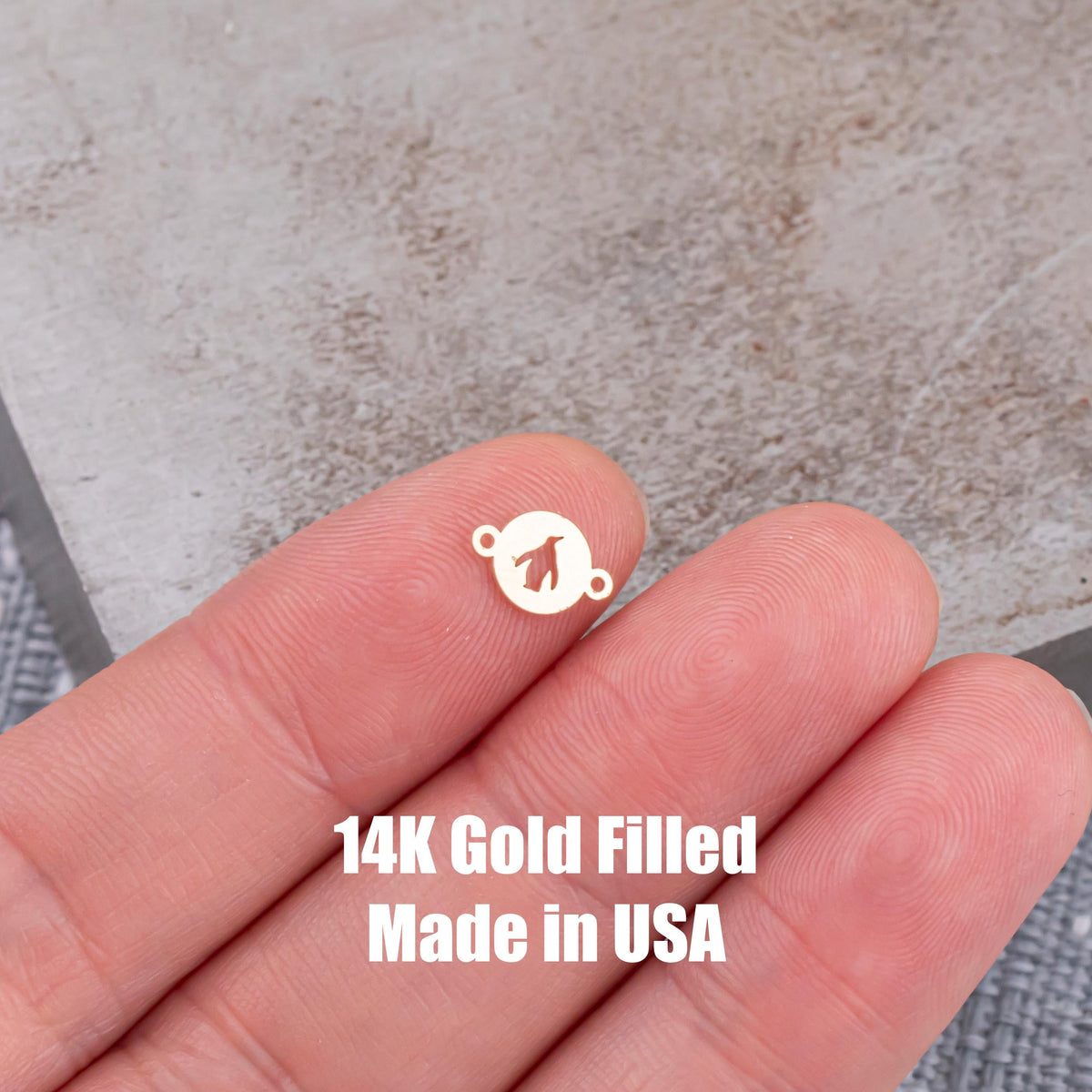 Penguin Connector Permanent Jewelry Connector or Charm- Intricate Detail - 14kt gold filled or Sterling Silver - Made in the USA