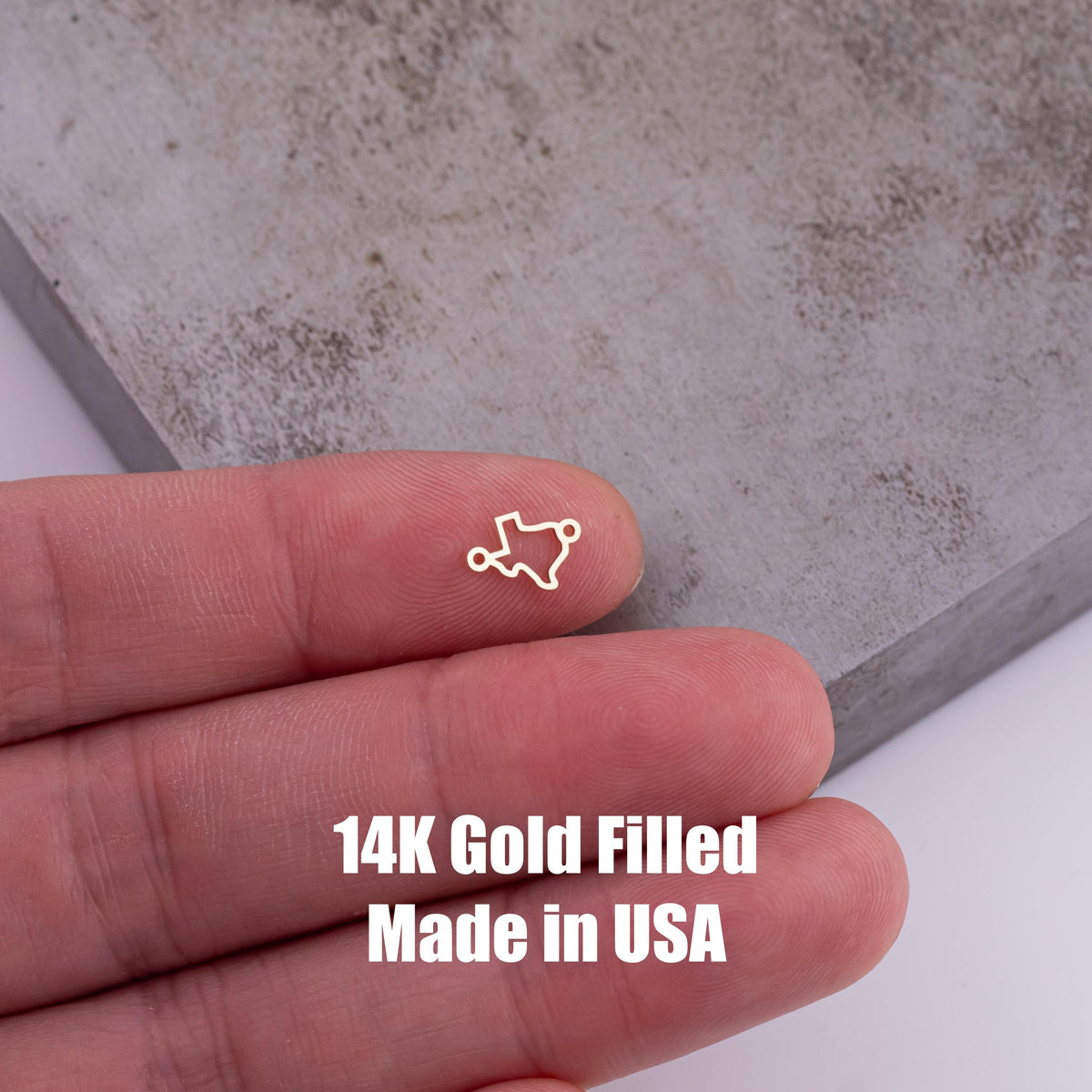 Gold Filled Texas Connector Charm - 7x10mm Permanent Jewelry Connectors sterling silver 14k gold filled gold connector, silver connector