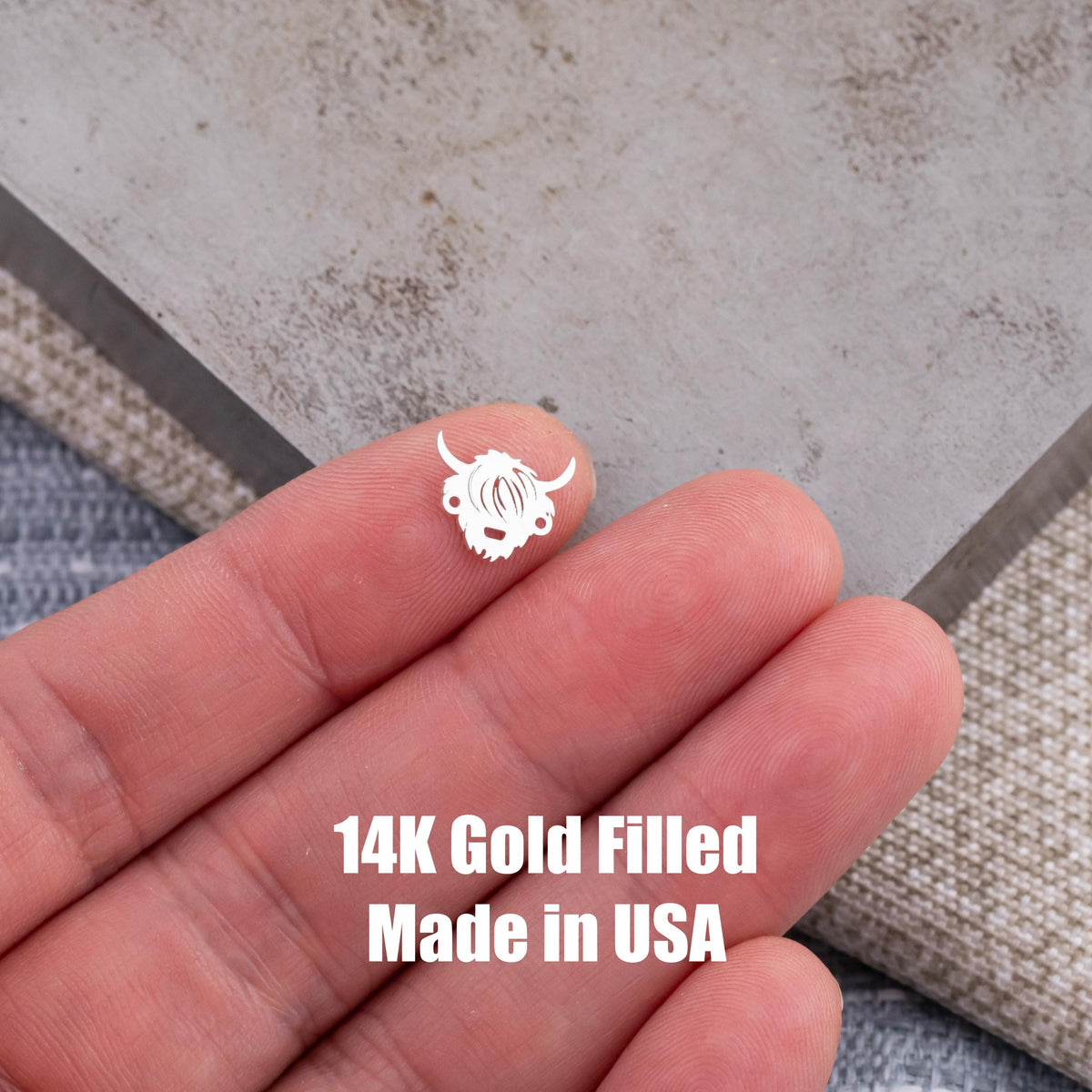 Highland Cow Connector for Permanent Jewelry - 14Kt Gold Filled Sterling Silver - Connectors - Permanent Jewelry Supply
