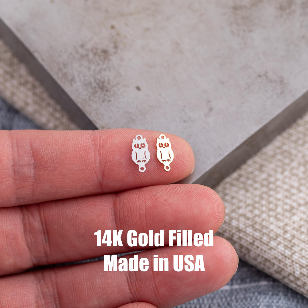 Owl Connector for Permanent Jewelry - 14Kt Gold Filled Sterling Silver - Permanent Jewelry Supply - Permanent Jewelry Connector Charms