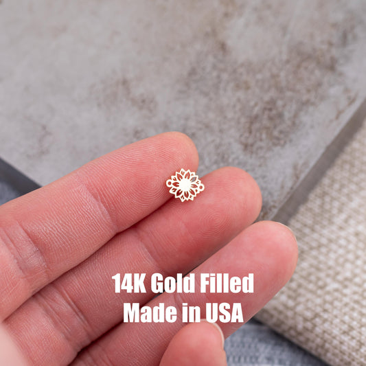 Sunflower Connector Intricate Details - Permanent Jewelry Connectors - 14kt gold filled or Sterling Silver - Made in the USA