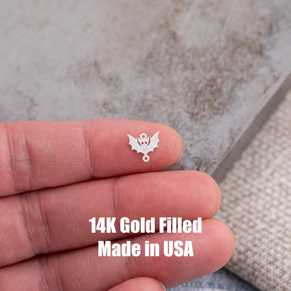 Skeleton Bat Connector Halloween Connectors - Permanent Jewelry Connectors - 14kt gold filled or Sterling Silver - Made in the USA
