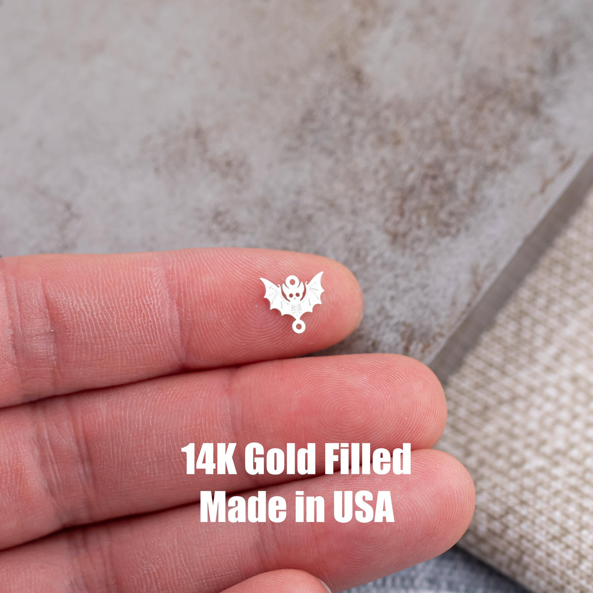 Skeleton Bat Connector Halloween Connectors - Permanent Jewelry Connectors - 14kt gold filled or Sterling Silver - Made in the USA
