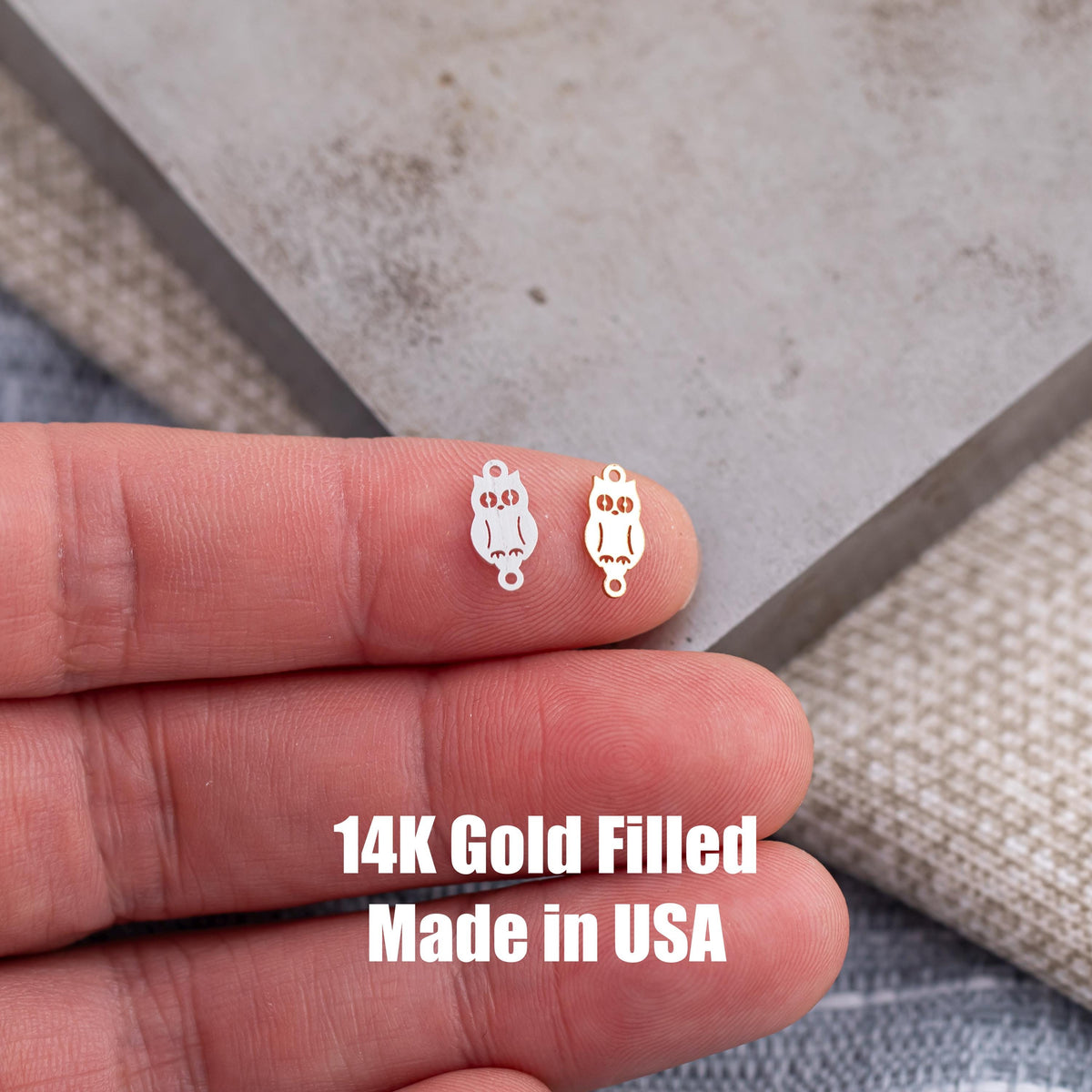 Owl Connector for Permanent Jewelry - 14Kt Gold Filled Sterling Silver - Permanent Jewelry Supply - Permanent Jewelry Connector Charms