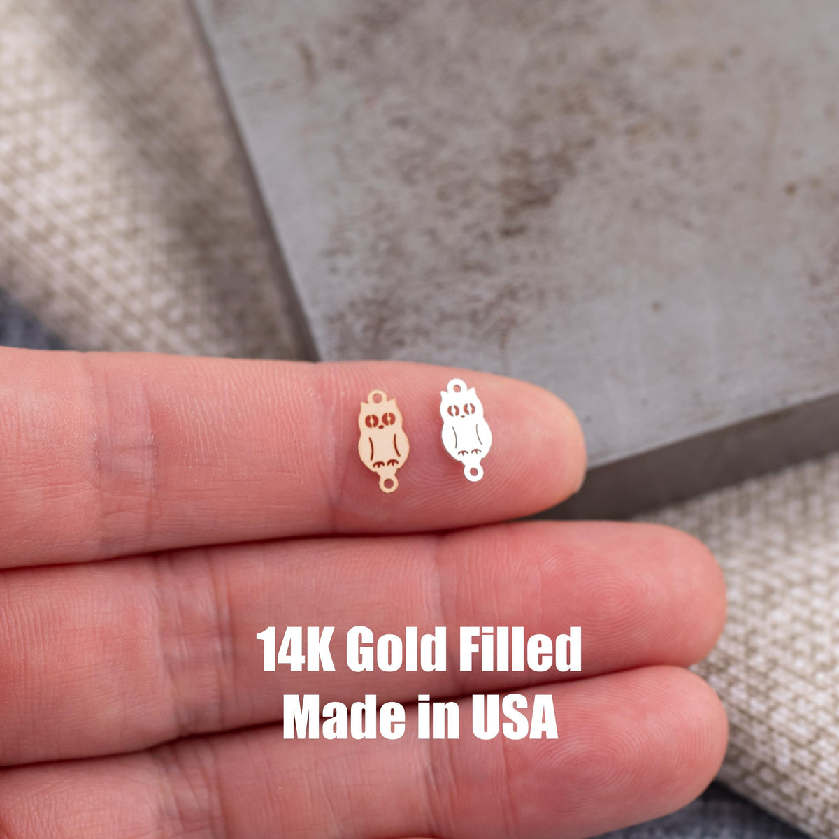 Owl Connector for Permanent Jewelry - 14Kt Gold Filled Sterling Silver - Permanent Jewelry Supply - Permanent Jewelry Connector Charms