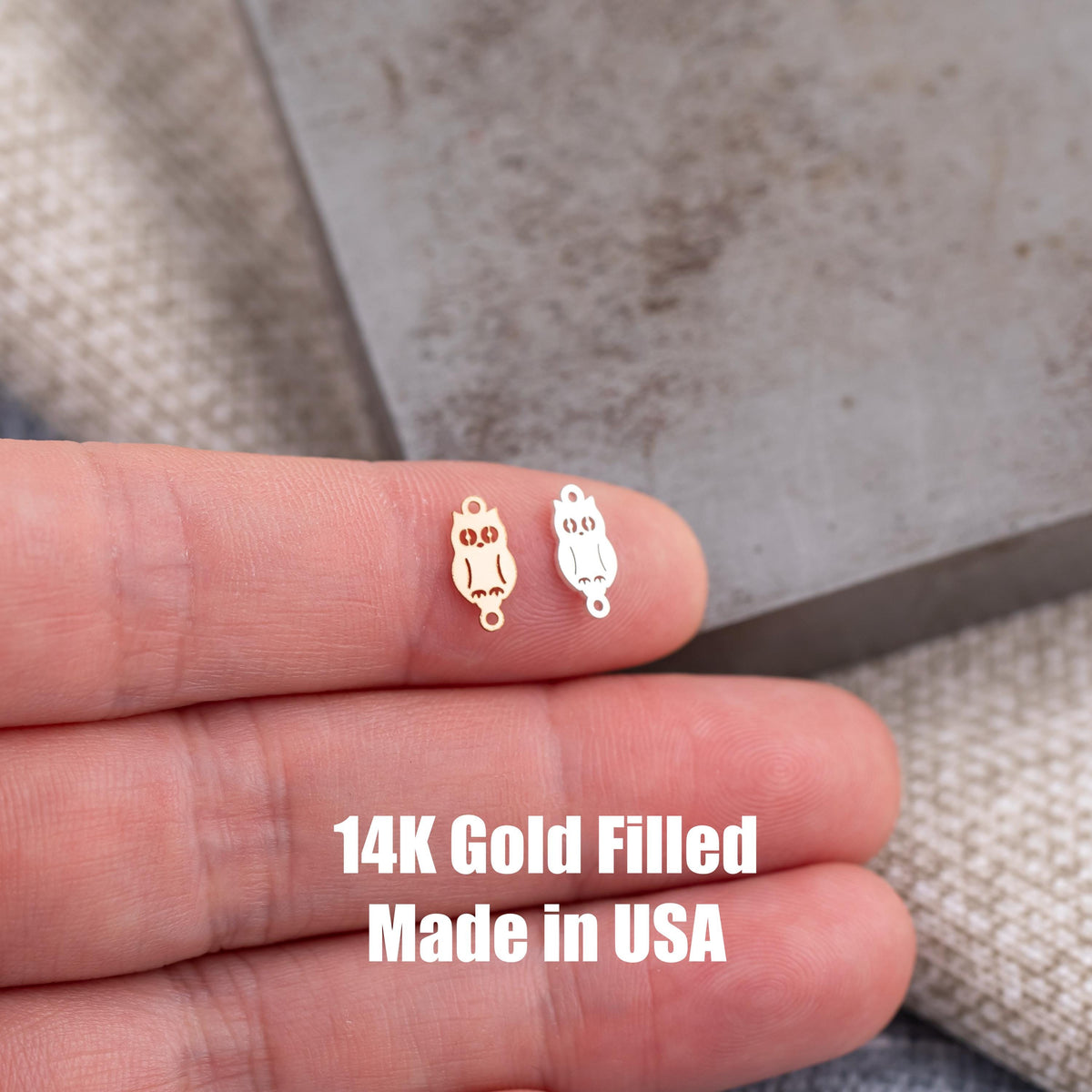 Owl Connector for Permanent Jewelry - 14Kt Gold Filled Sterling Silver - Permanent Jewelry Supply - Permanent Jewelry Connector Charms