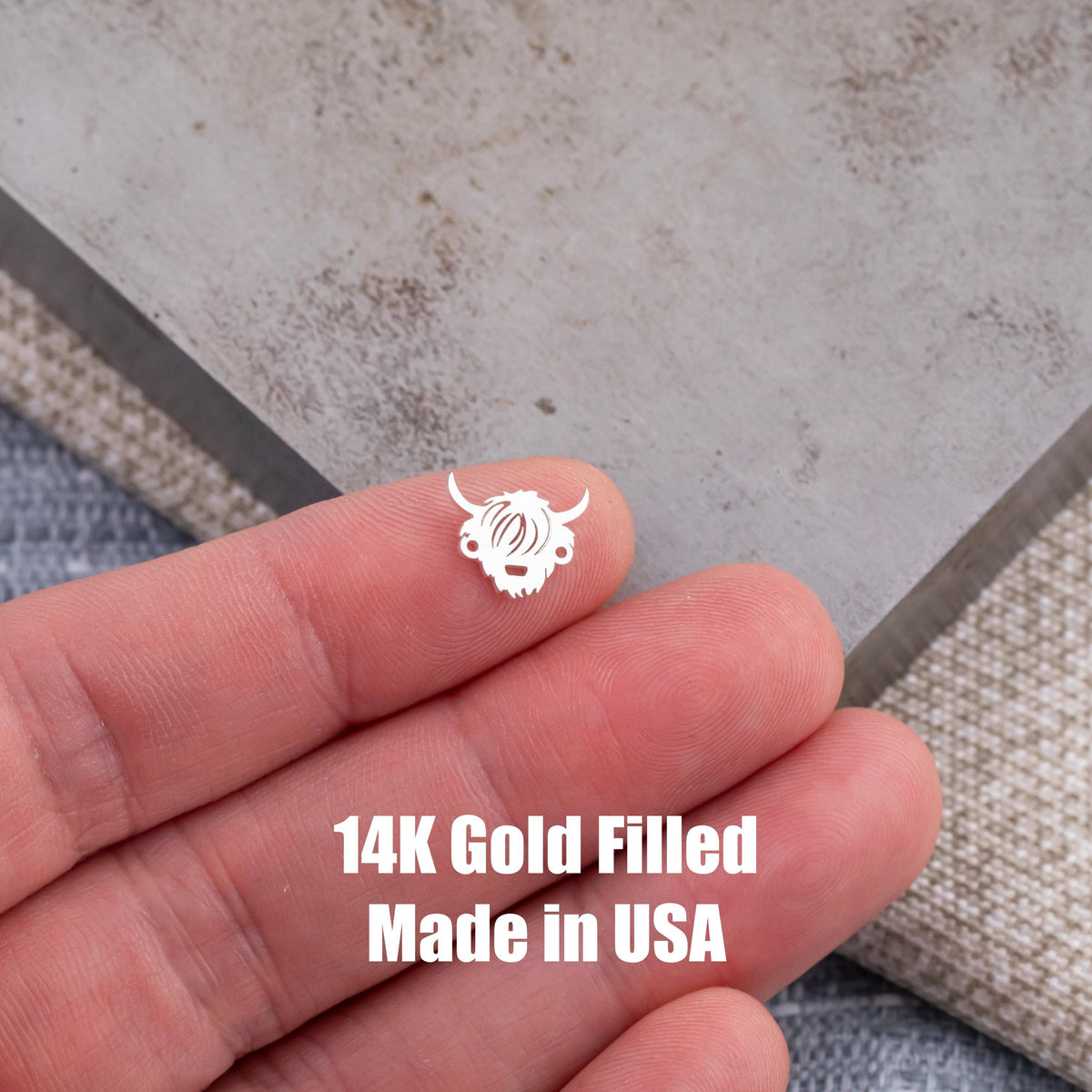 Highland Cow Connector for Permanent Jewelry - 14Kt Gold Filled Sterling Silver - Connectors - Permanent Jewelry Supply