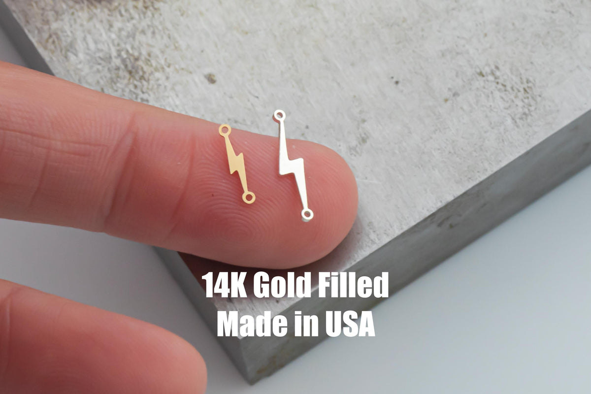 Lightning Connector - Tiny 14Kt Gold Filled or Sterling Silver Connectors- for Bracelet or Necklace - Permanent Jewelry Supply