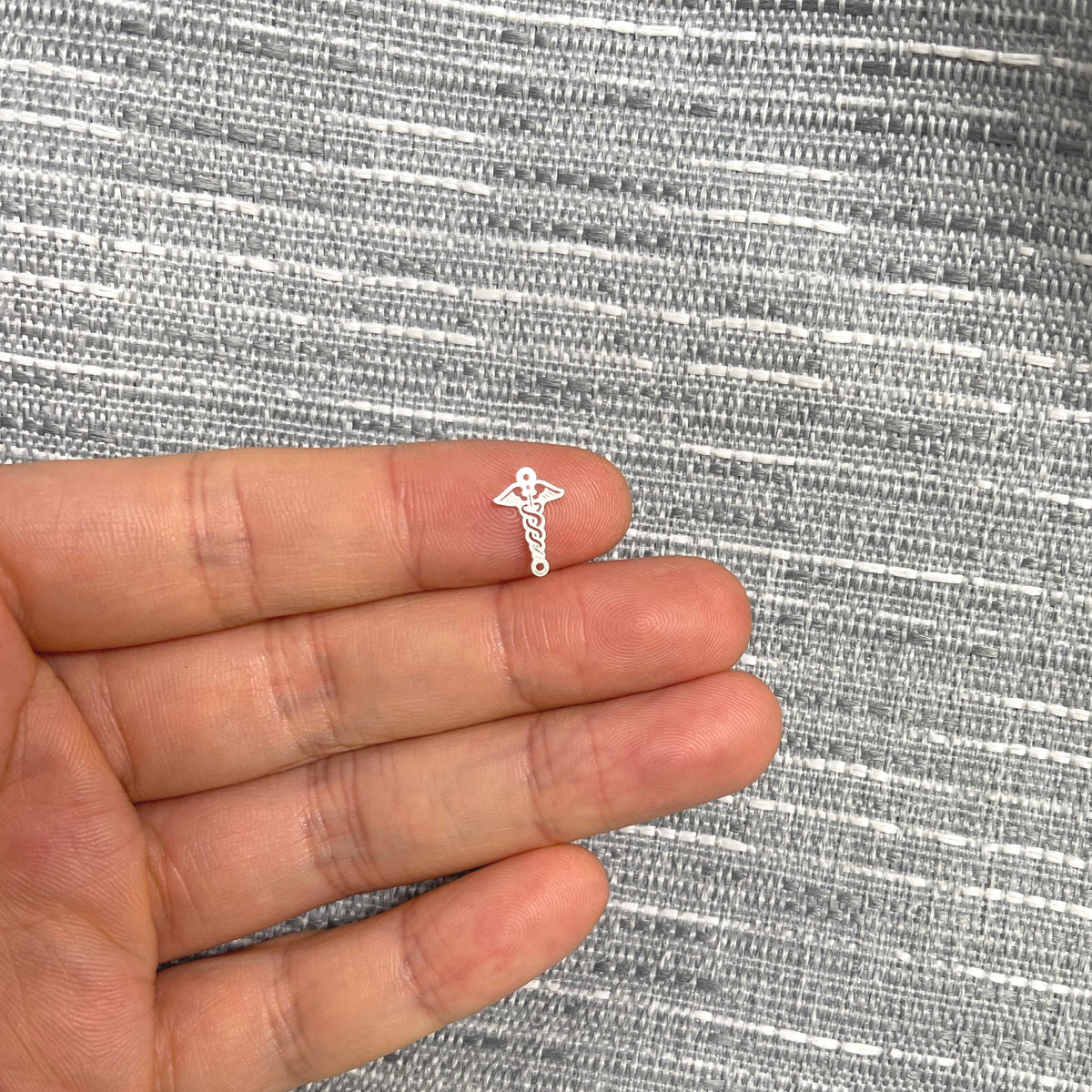 Caduceus Medical Nurse Doctor Connector for Permanent Jewelry Connectors 14kt gold filled or Sterling Silver - Made in the USA