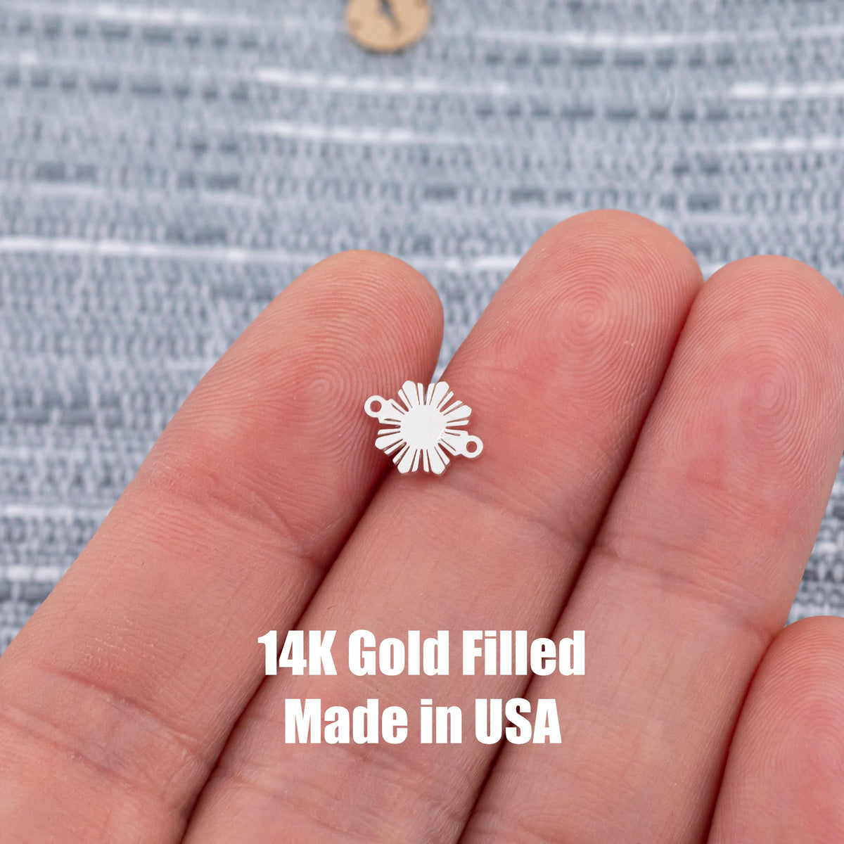 Philippines Sun Smaller Version connector - sterling silver gold filled permanent jewelry word connectors charm pendant Philippine Filipino