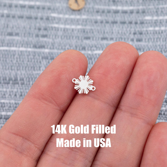 Sun Philippine style connector - sterling silver or gold filled- permanent jewelry word connectors- charm, pendant Filipino Sun