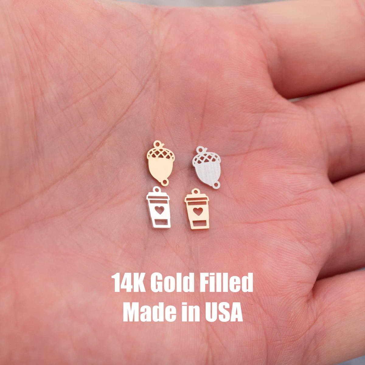 Acorn Connector Permanent Jewelry Connectors Fall Themed - 14Kt Gold Filled Sterling Silver - Permanent Jewelry Supply