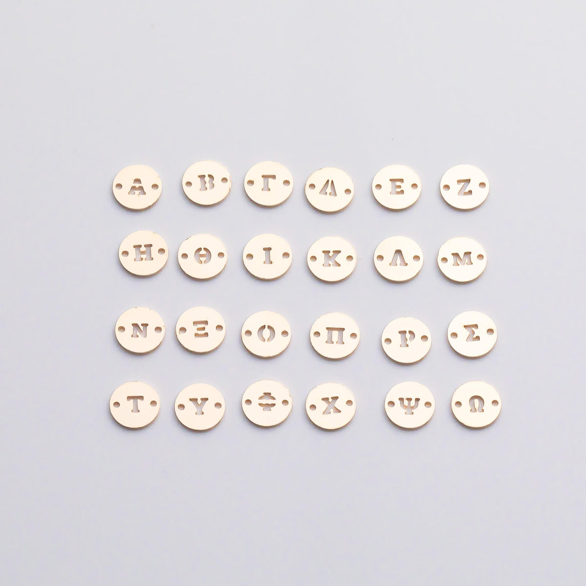 14K Gold Filled Greek Letters Sorority Fraternity Letter 6mm Disc Alphabet Initial Sorority Connectors for Permanent Jewelry Made in USA