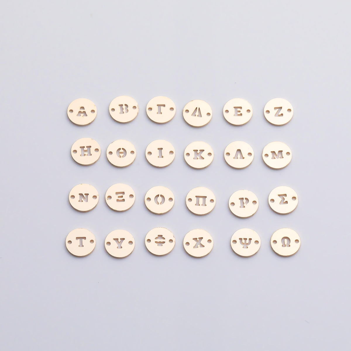 14K Gold Filled Greek Letters Sorority Fraternity Letter 6mm Disc Alphabet Initial Sorority Connectors for Permanent Jewelry Made in USA