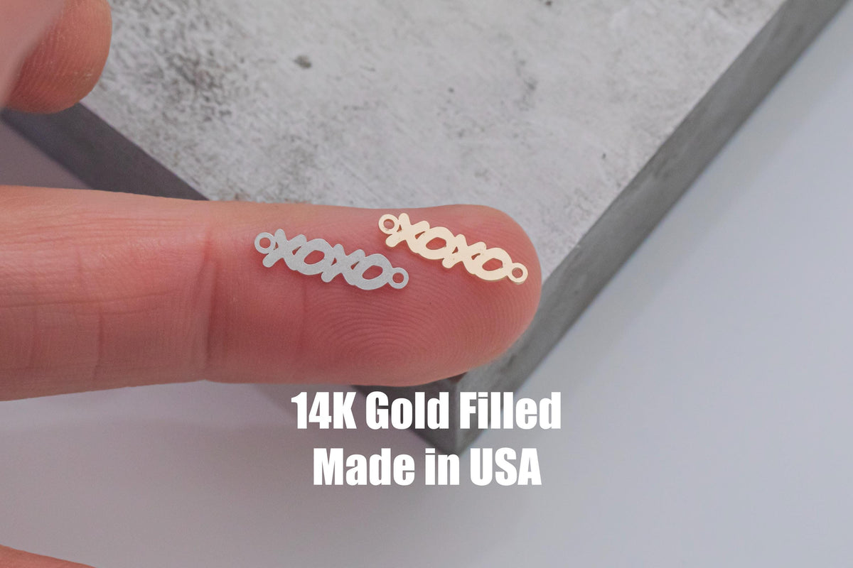 xoxo connector - sterling silver charm bar - 4-5 mm tall -permanent jewelry connectors- supplies, wholesale, bulk, gym