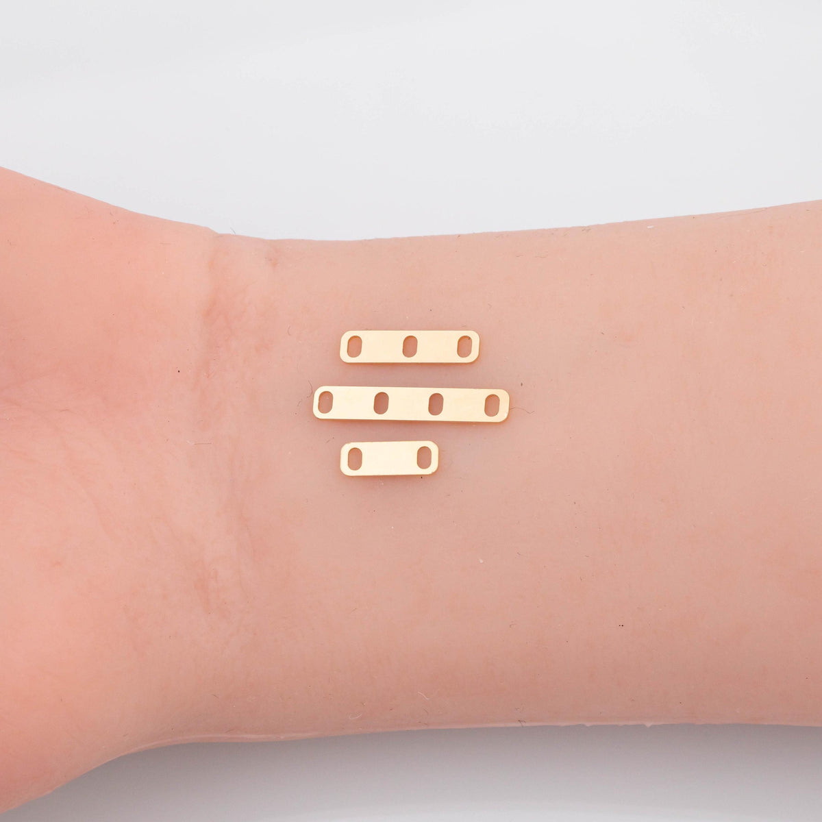 Gold Filled Detangler Minimalist Style Band Three Hole Spacer Permanent jewelry bracelets necklaces - Connectors GF Sterling Made in the USA