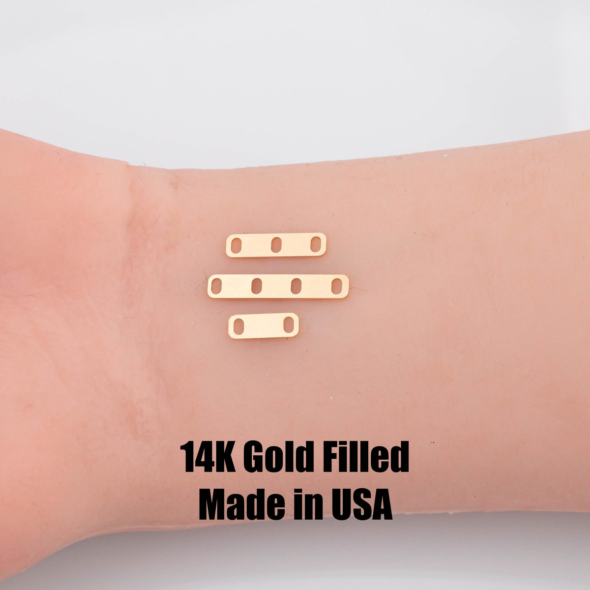 Gold Filled Detangler Minimalist Style Band Three Hole Spacer Permanent jewelry bracelets necklaces - Connectors GF Sterling Made in the USA