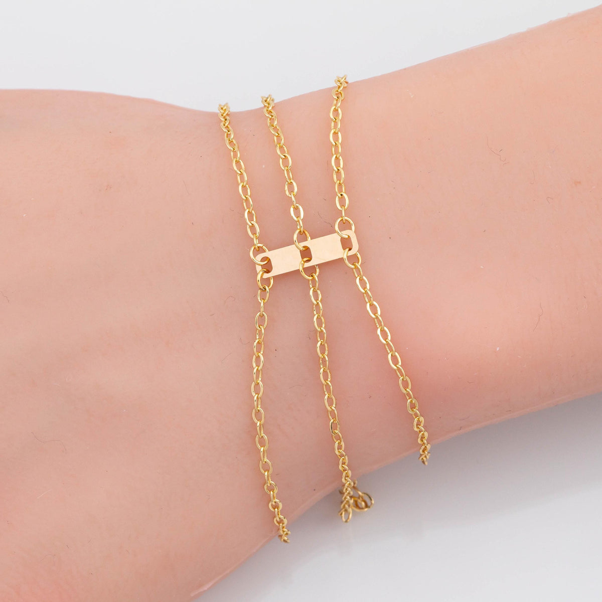 Gold Filled Detangler Minimalist Style Band Three Hole Spacer Permanent jewelry bracelets necklaces - Connectors GF Sterling Made in the USA