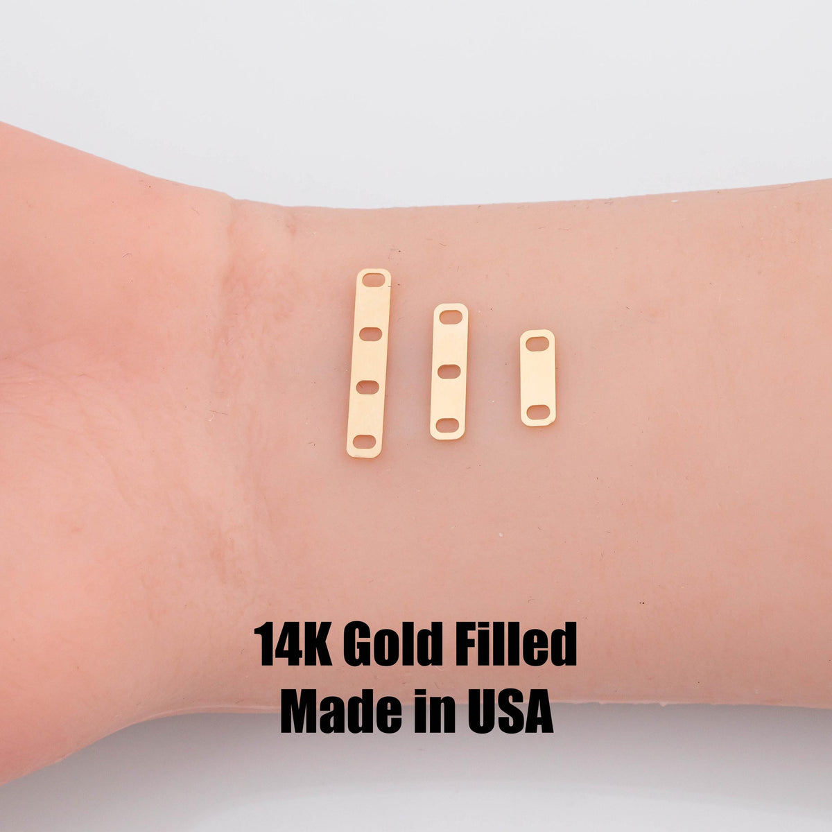 Gold Filled Detangler Minimalist Style Band Three Hole Spacer Permanent jewelry bracelets necklaces - Connectors GF Sterling Made in the USA