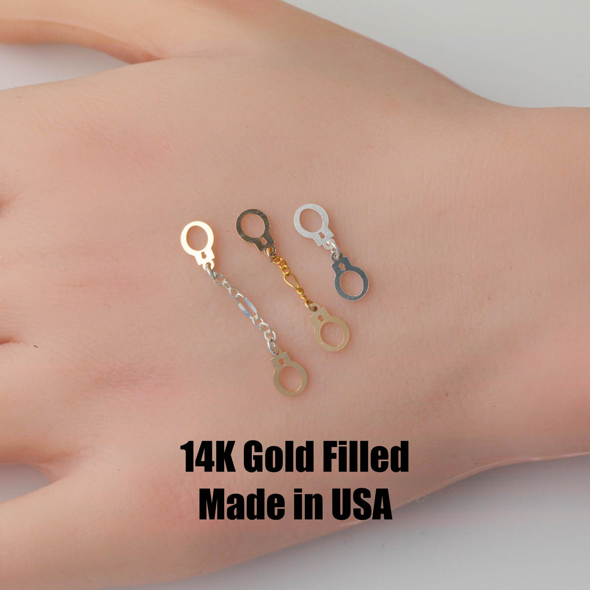 2x  Hand Cuff Set Connector 14K Gold Filled Sterling Silver - Not assembled, Connectors Permanent Jewelry Supply