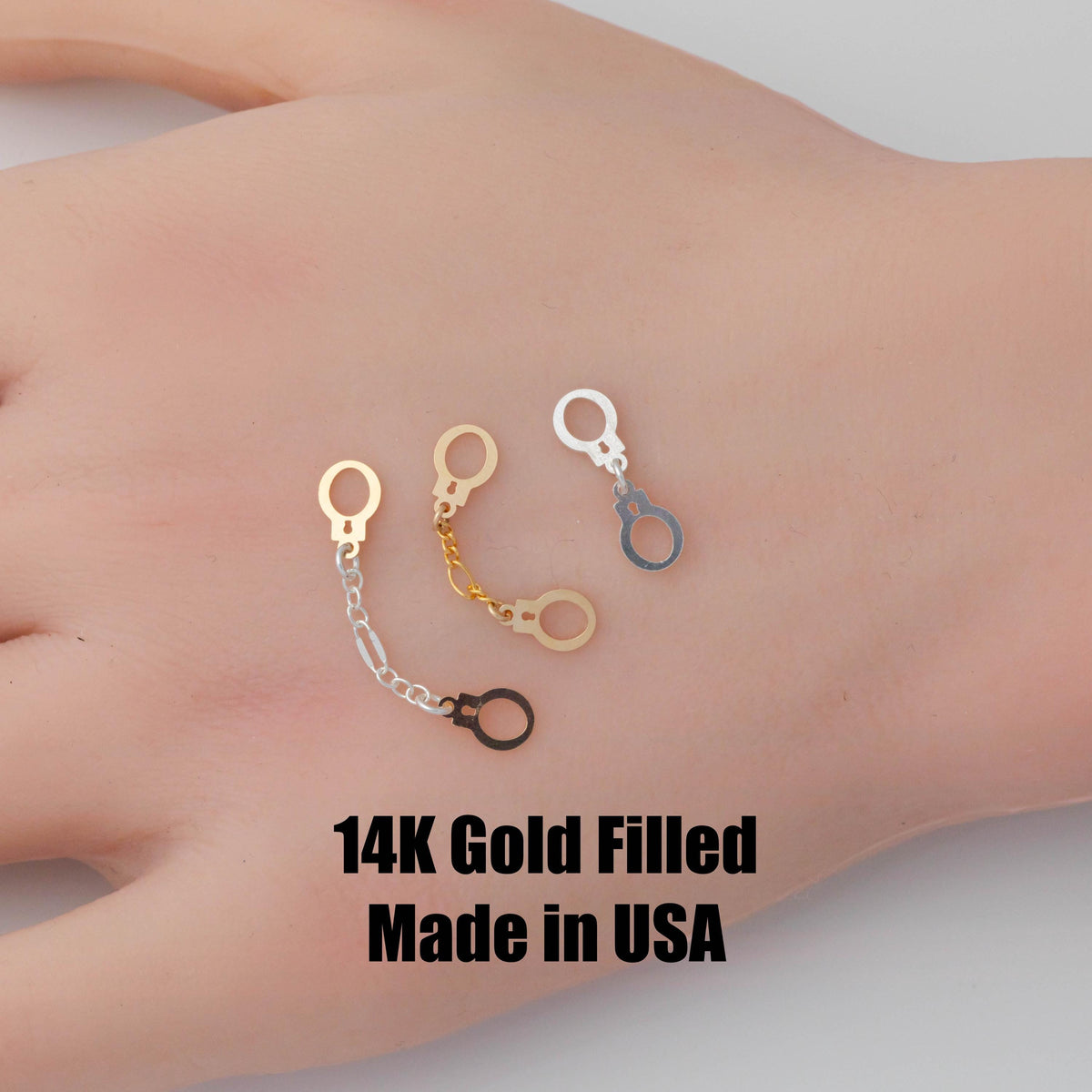 2x  Hand Cuff Set Connector 14K Gold Filled Sterling Silver - Not assembled, Connectors Permanent Jewelry Supply