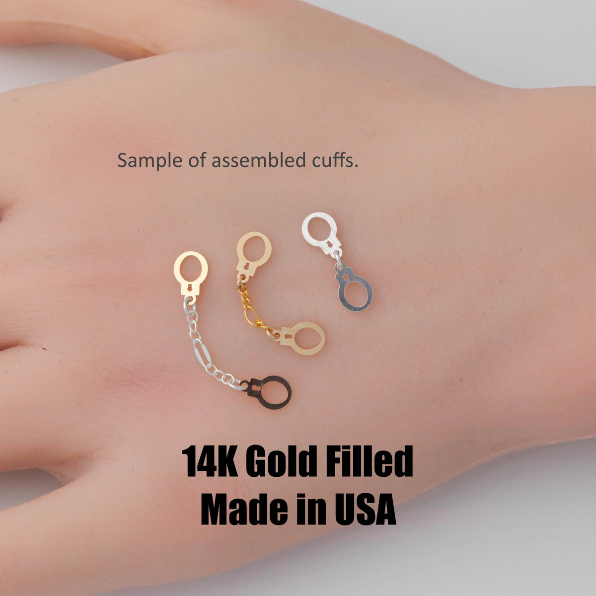 2x  Hand Cuff Set Connector 14K Gold Filled Sterling Silver - Not assembled, Connectors Permanent Jewelry Supply