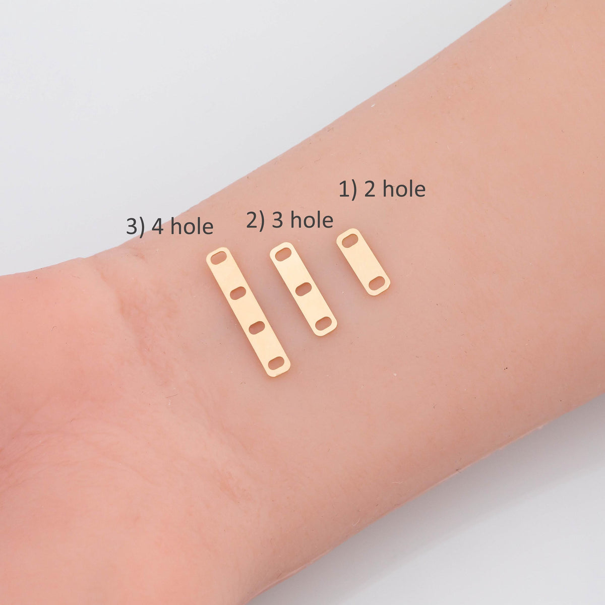 Gold Filled Detangler Minimalist Style Band Three Hole Spacer Permanent jewelry bracelets necklaces - Connectors GF Sterling Made in the USA