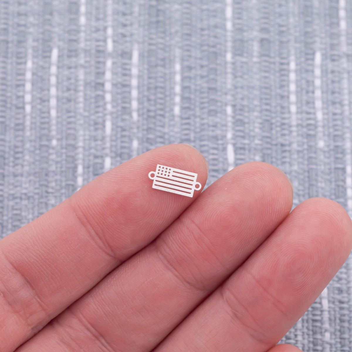 American Flag Connector USA Flag 4th of July - 14Kt Gold Filled or Sterling Silver - Permanent Jewelry Supply PJ Connectors Four of July